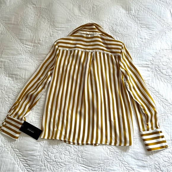 NWT ZARA BASIK  LAPEL COLAR WITH FRILL & CUFFEED SLEEVES BLOUSE TOP - Picture 2 of 10